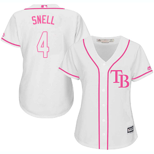 Rays #4 Blake Snell White/Pink Fashion Women's Stitched MLB Jersey